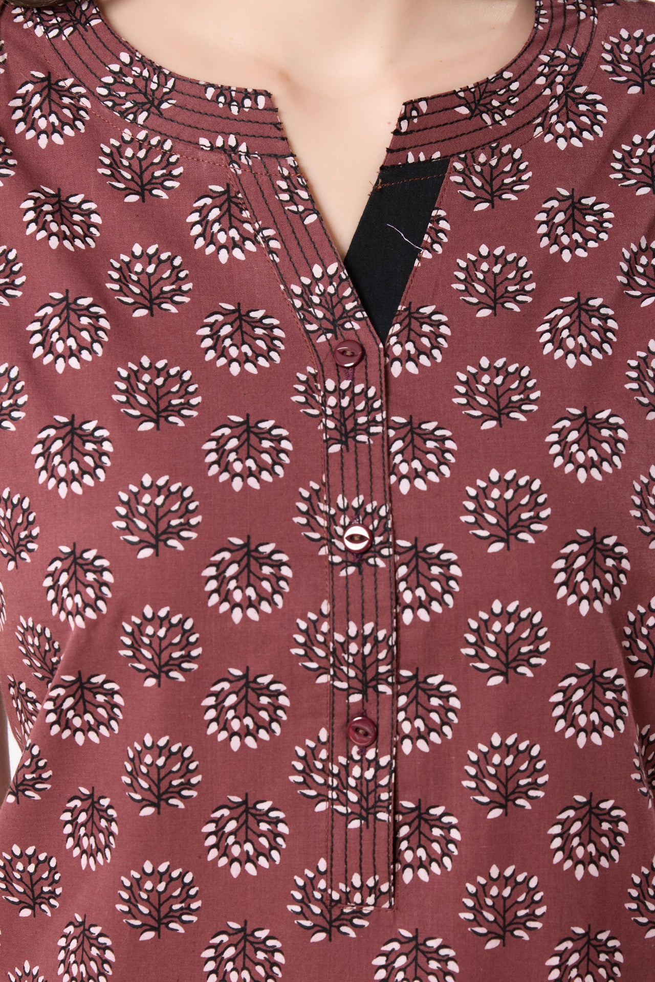 Women's Jaipuri Cotton Nighty with Side Pocket