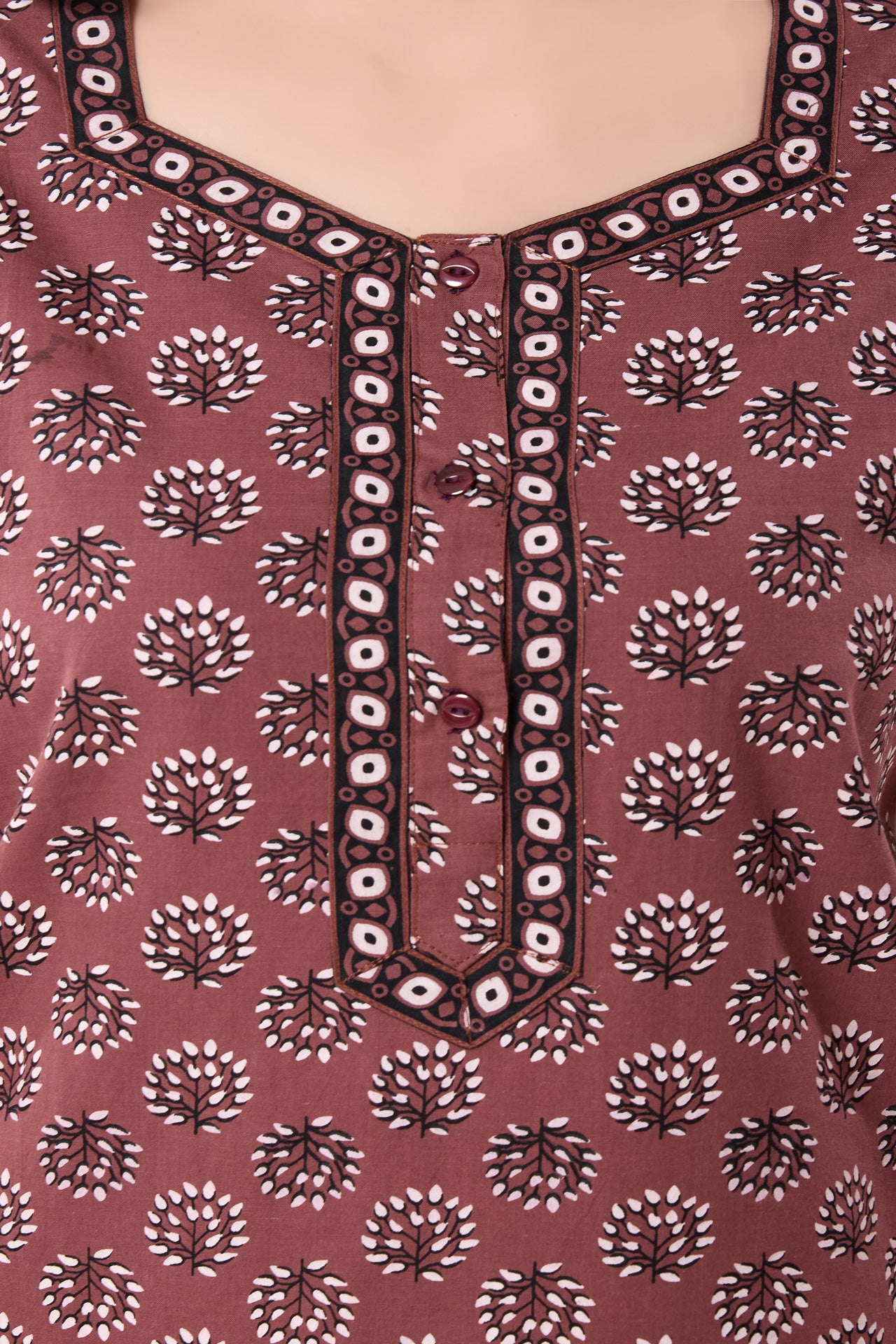 Women's Jaipuri Cotton Nighty with Side Pocket