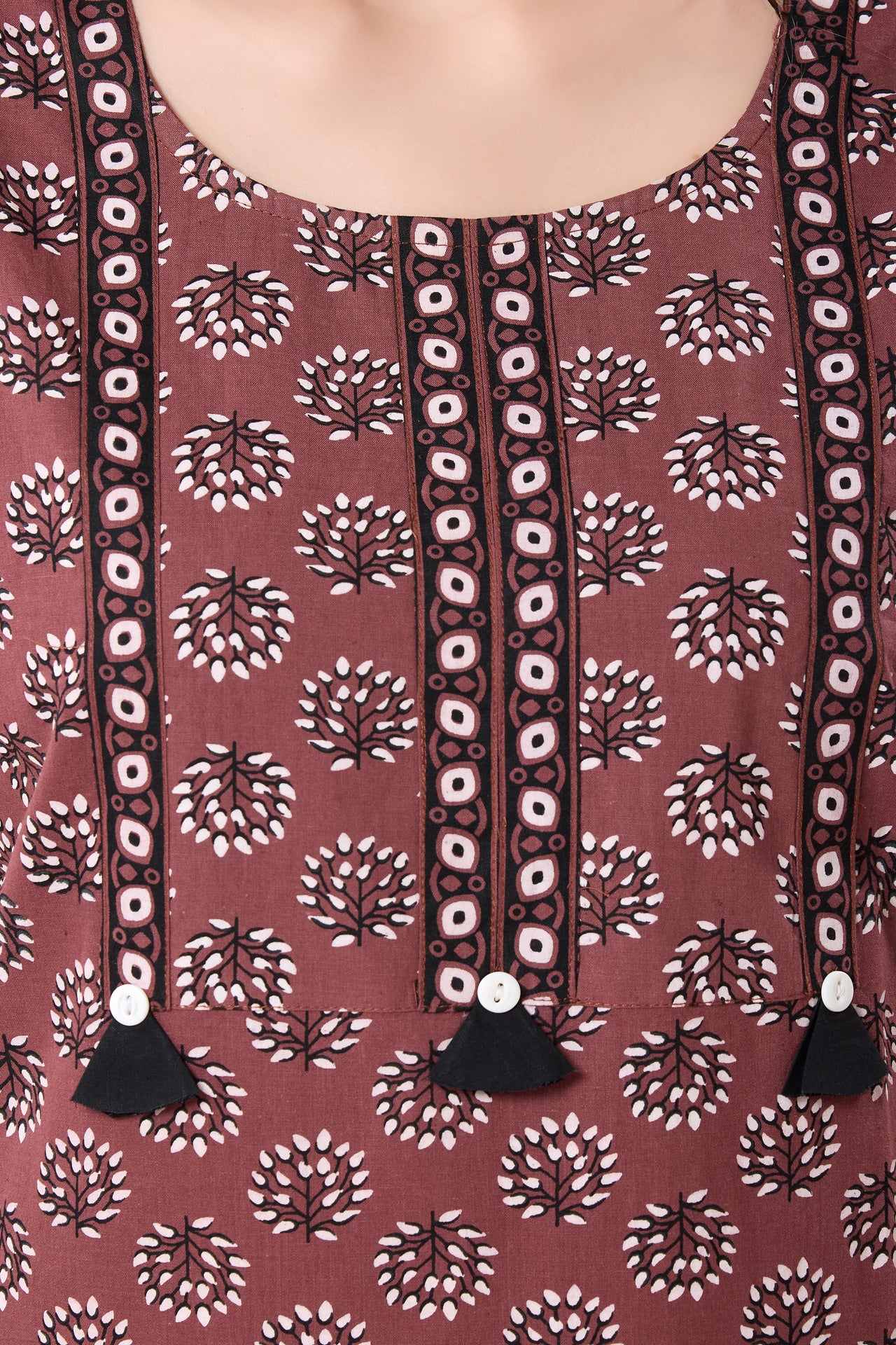 Women's Jaipuri Cotton Nighty with Side Pocket