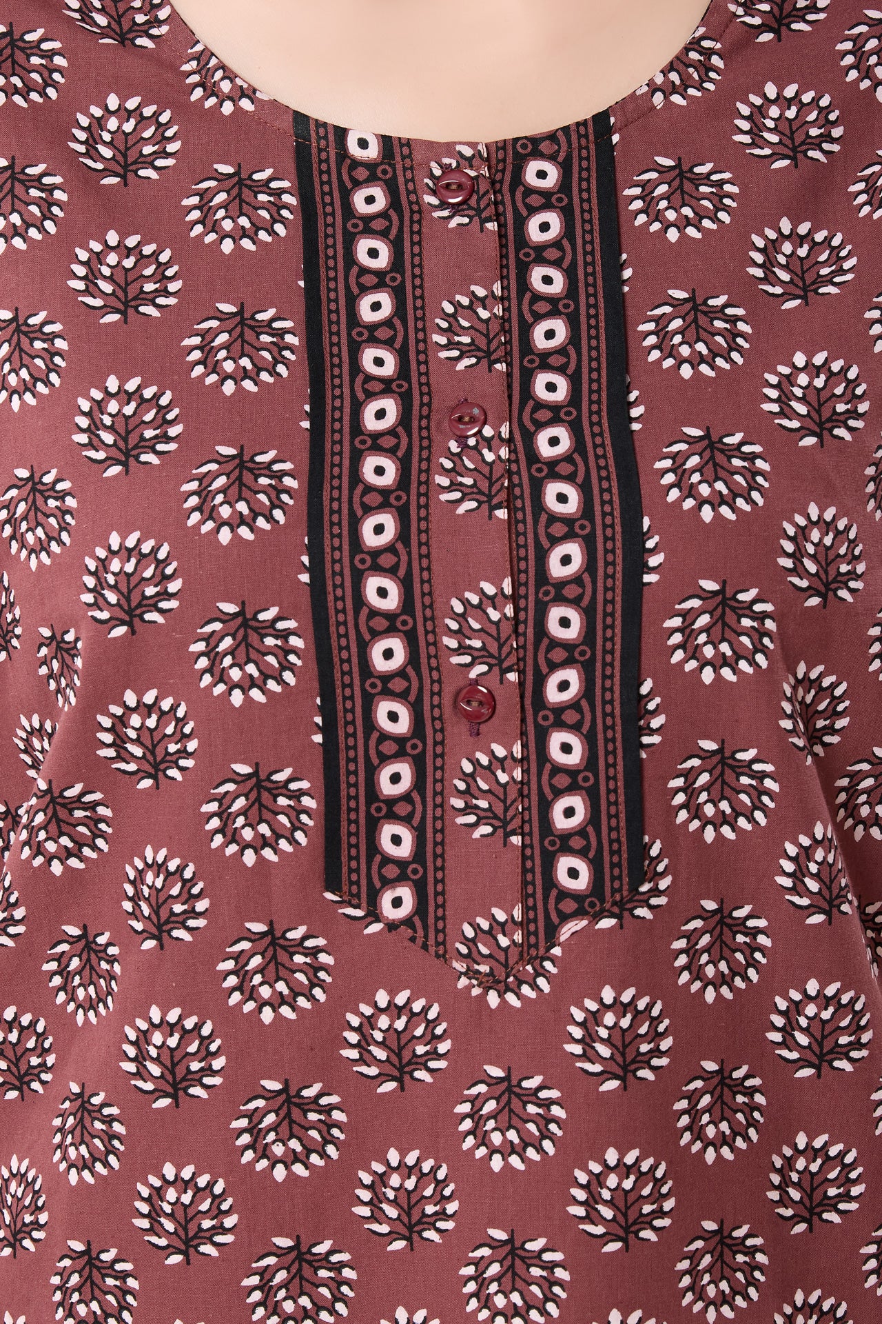 Women's Jaipuri Cotton Nighty with Side Pocket