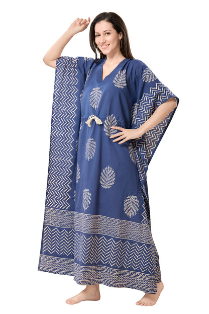 Women's Hand Block Print Cambric Cotton Kaftan