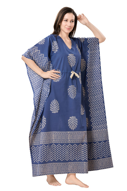 Women's Hand Block Print Cambric Cotton Kaftan