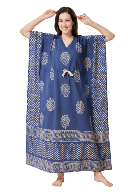 Women's Hand Block Print Cambric Cotton Kaftan