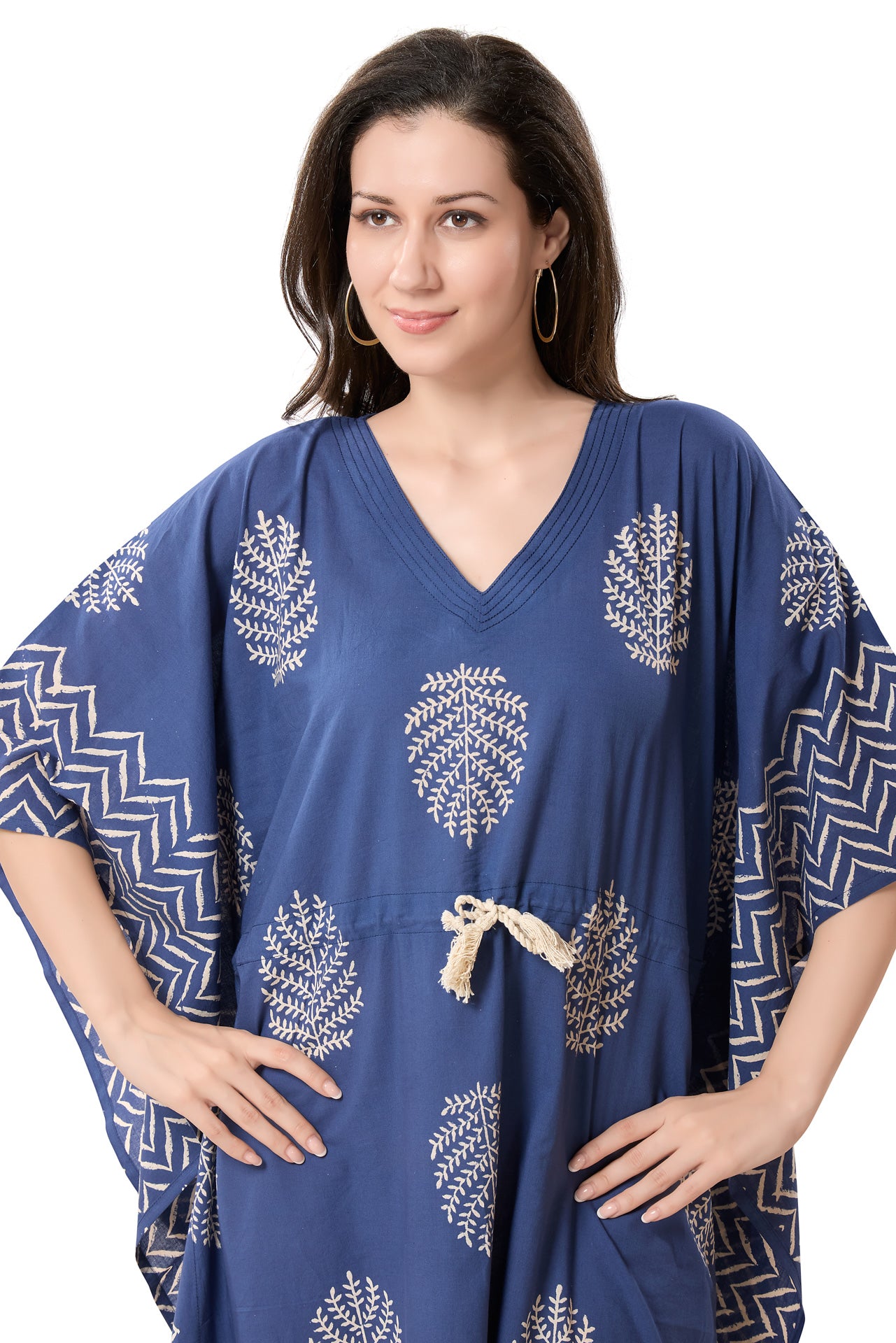 Women's Hand Block Print Cambric Cotton Kaftan