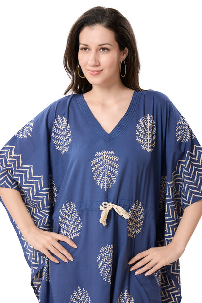 Women's Hand Block Print Cambric Cotton Kaftan