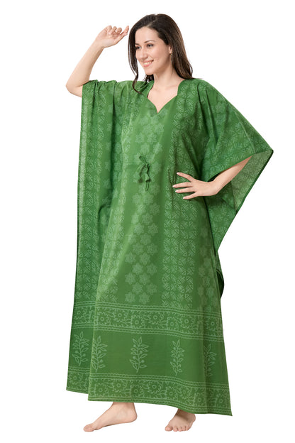 Women's Hand Block Print Cambric Cotton Kaftan