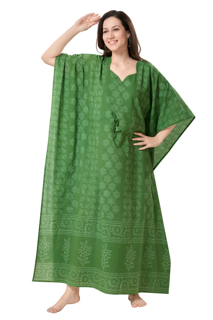 Women's Hand Block Print Cambric Cotton Kaftan