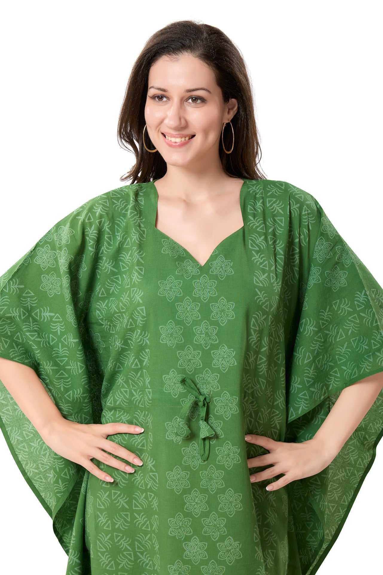 Women's Hand Block Print Cambric Cotton Kaftan