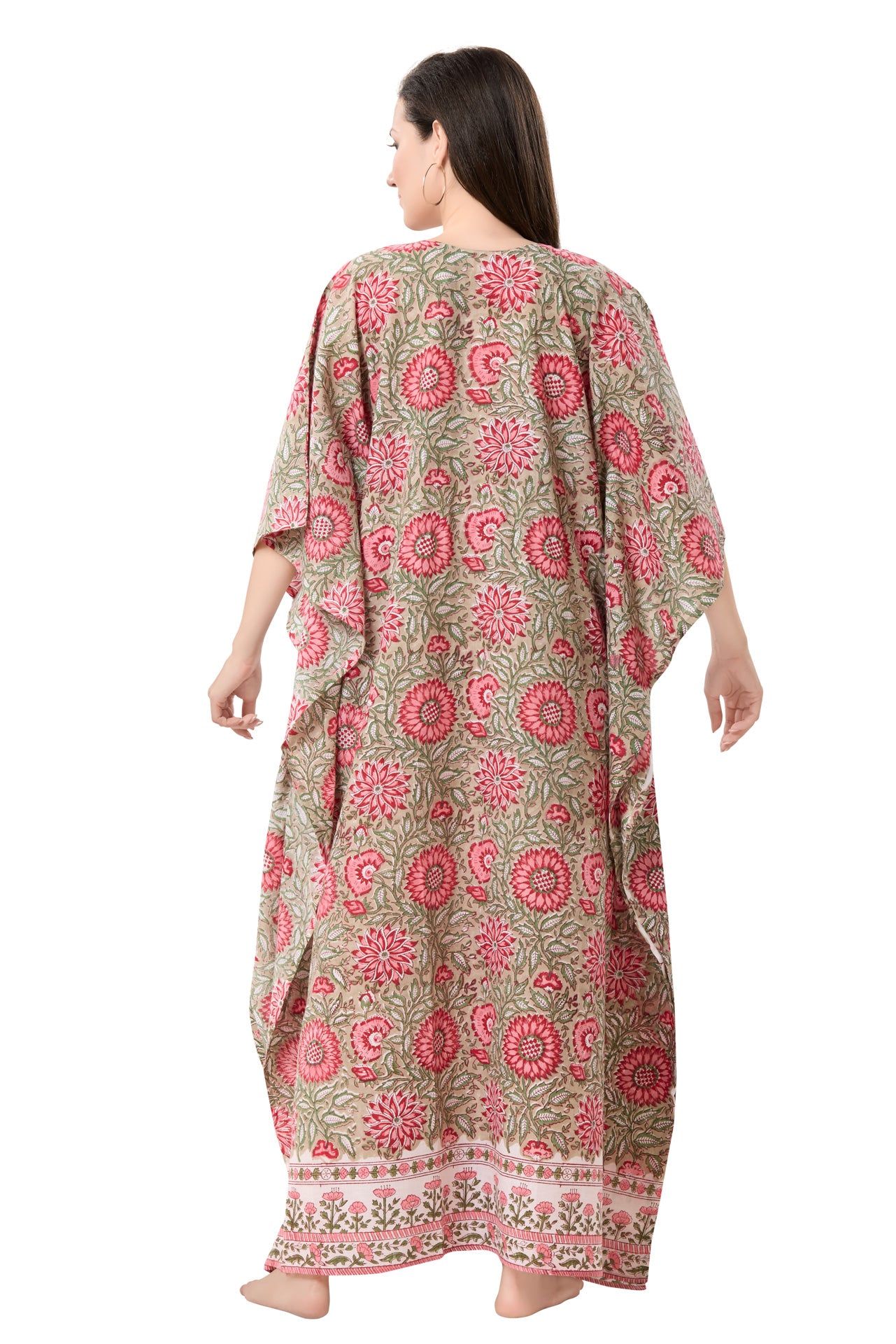 Women's Hand Block Print Cambric Cotton Kaftan