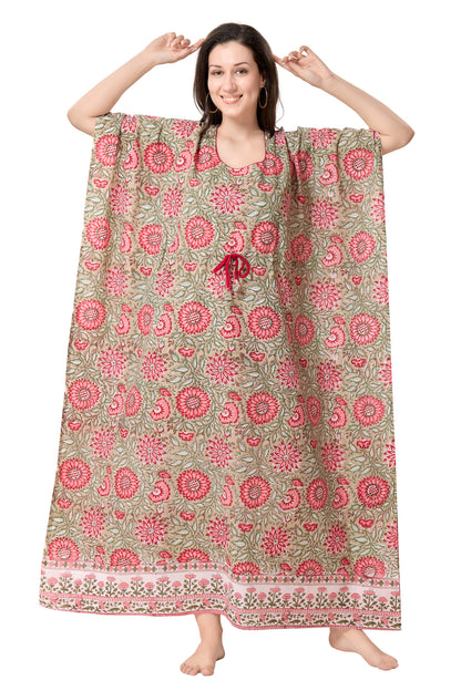Women's Hand Block Print Cambric Cotton Kaftan