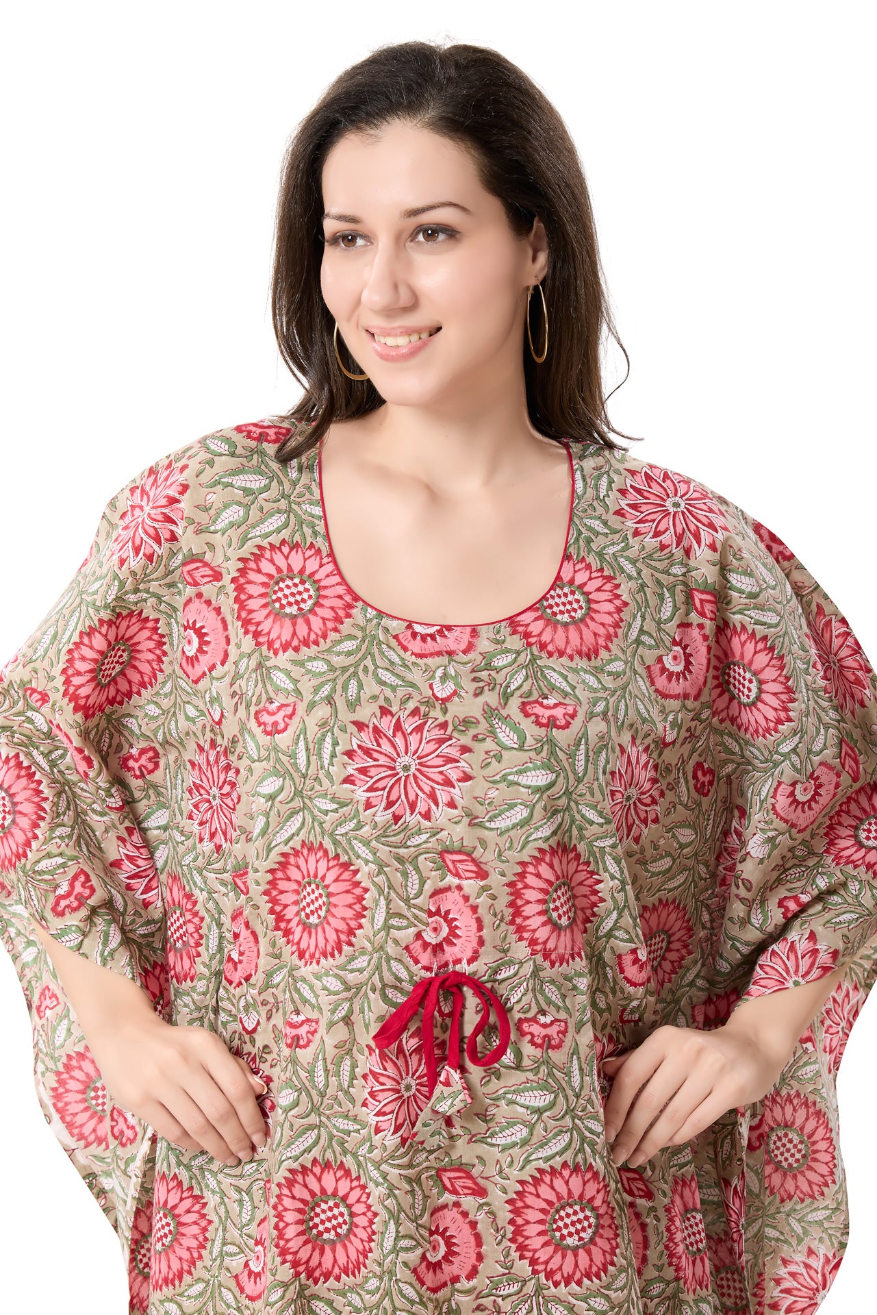 Women's Hand Block Print Cambric Cotton Kaftan
