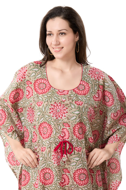 Women's Hand Block Print Cambric Cotton Kaftan