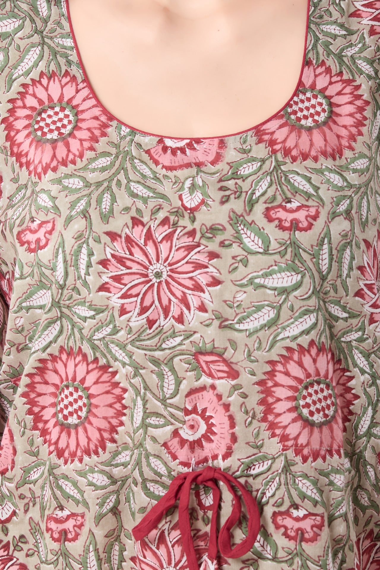 Women's Hand Block Print Cambric Cotton Kaftan