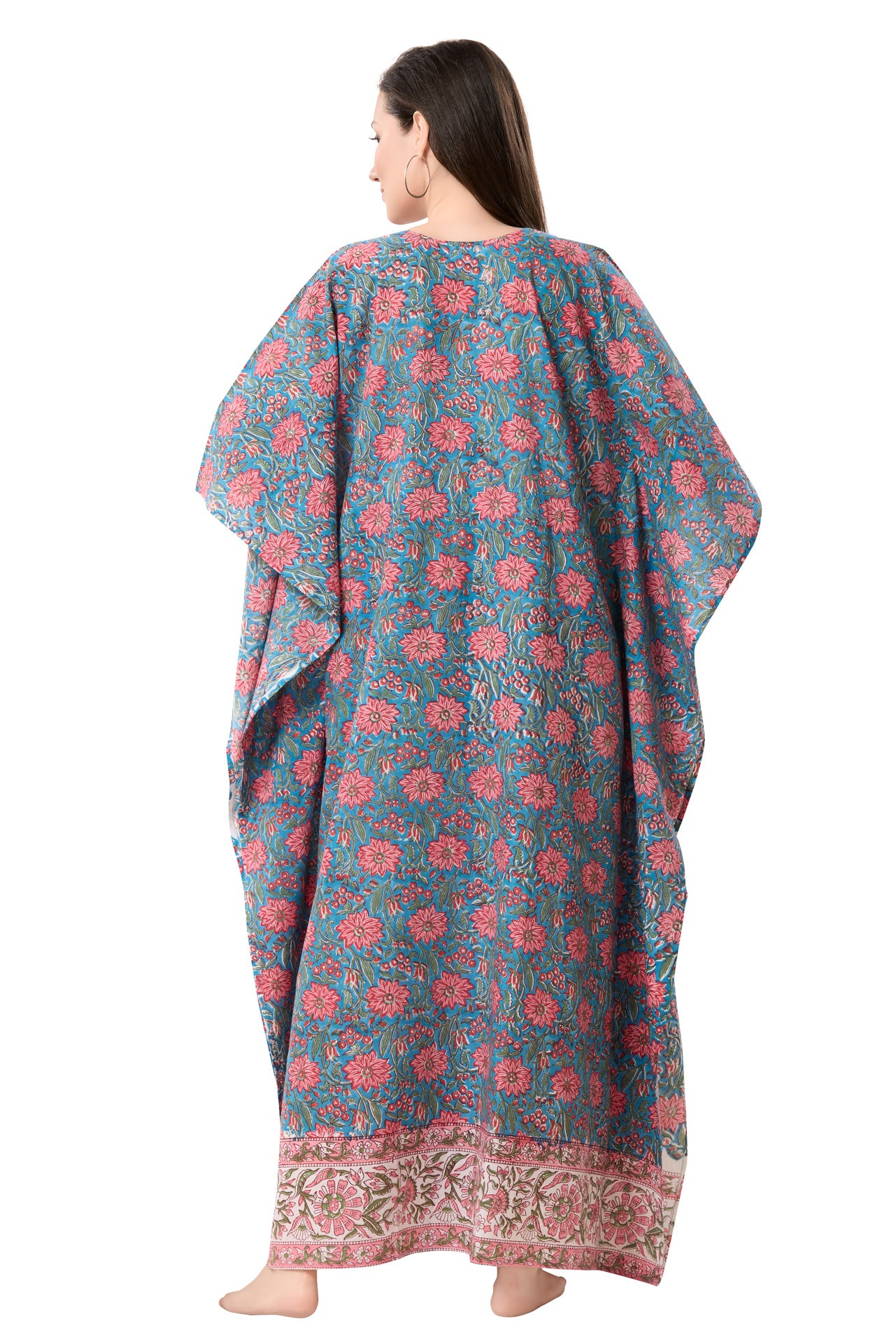 Women's Hand Block Print Cambric Cotton Kaftan
