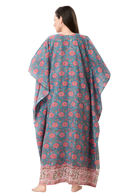 Women's Hand Block Print Cambric Cotton Kaftan
