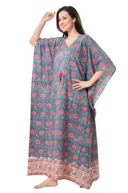 Women's Hand Block Print Cambric Cotton Kaftan