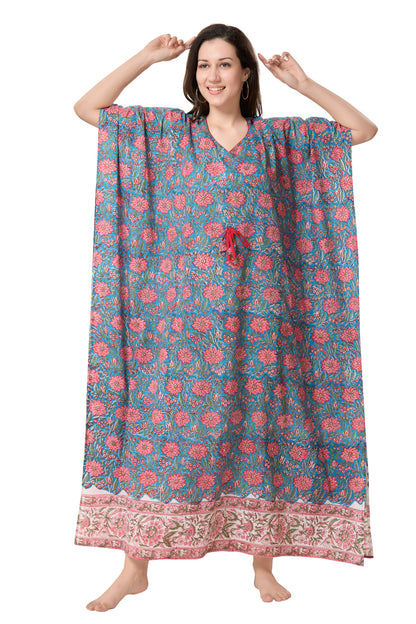 Women's Hand Block Print Cambric Cotton Kaftan