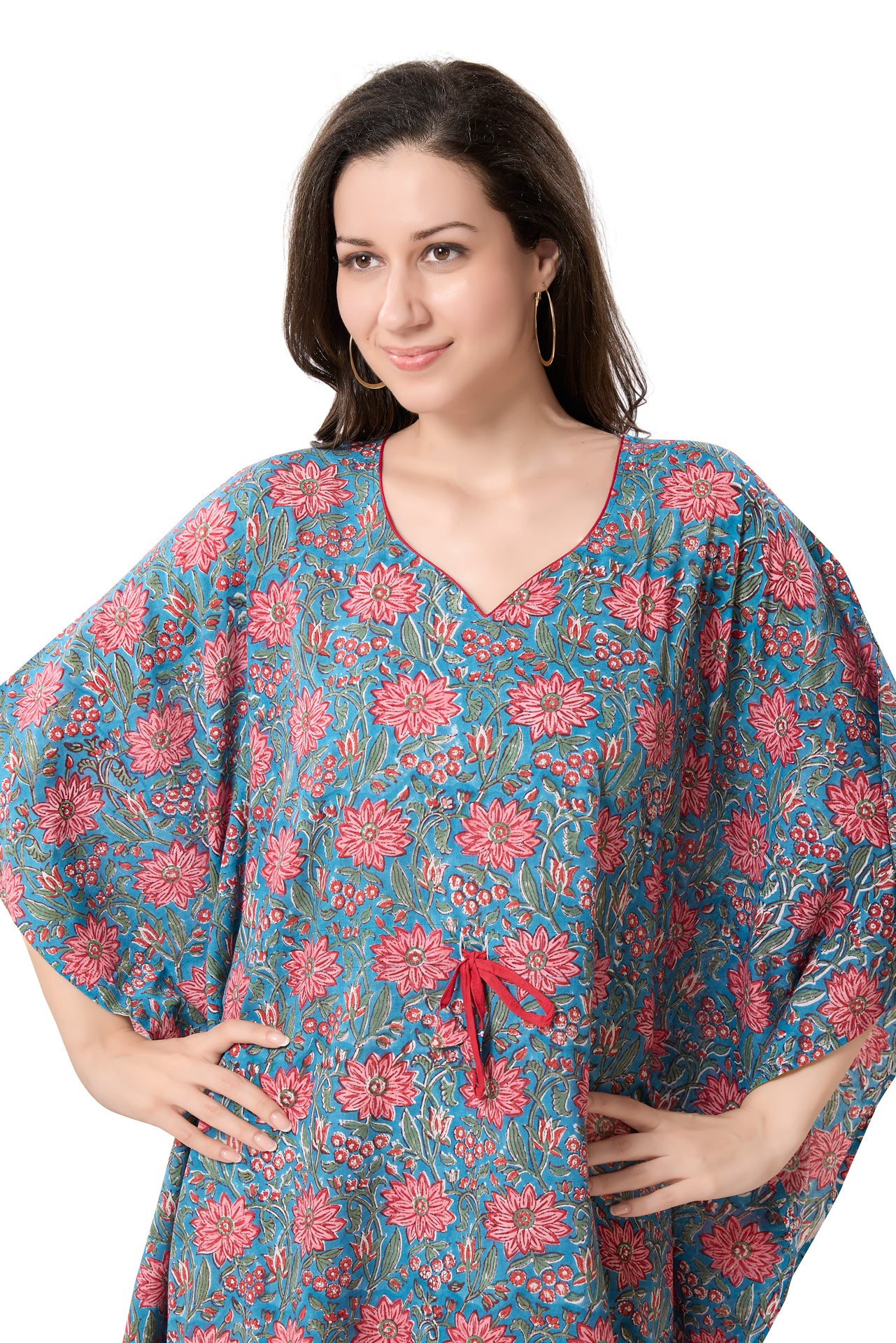 Women's Hand Block Print Cambric Cotton Kaftan