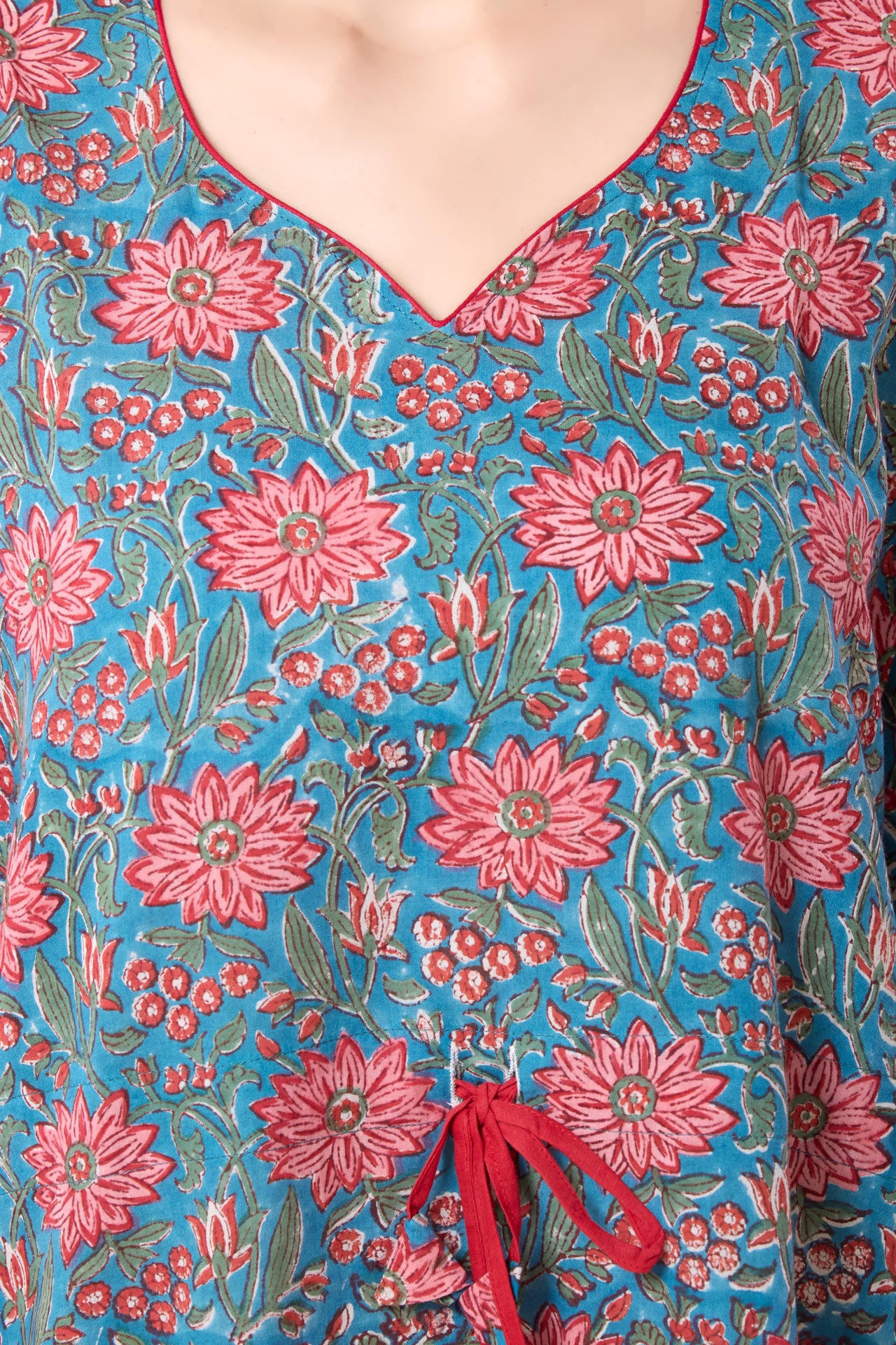 Women's Hand Block Print Cambric Cotton Kaftan