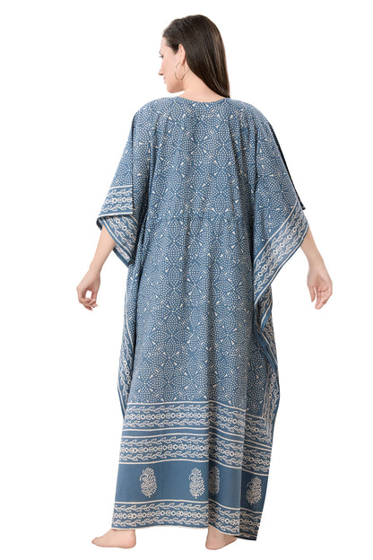 Women's Hand Block Print Cambric Cotton Kaftan