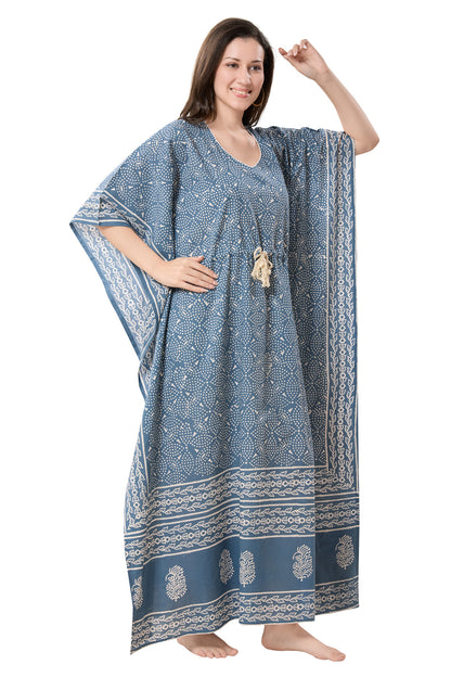 Women's Hand Block Print Cambric Cotton Kaftan