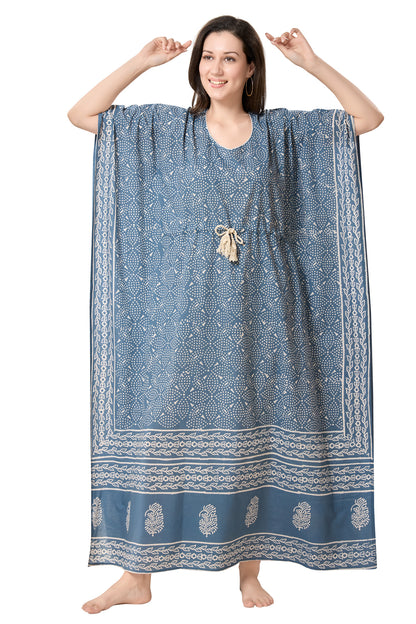 Women's Hand Block Print Cambric Cotton Kaftan