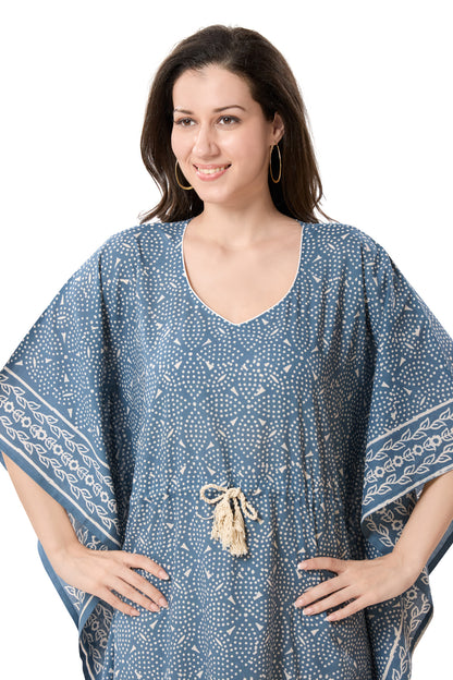 Women's Hand Block Print Cambric Cotton Kaftan
