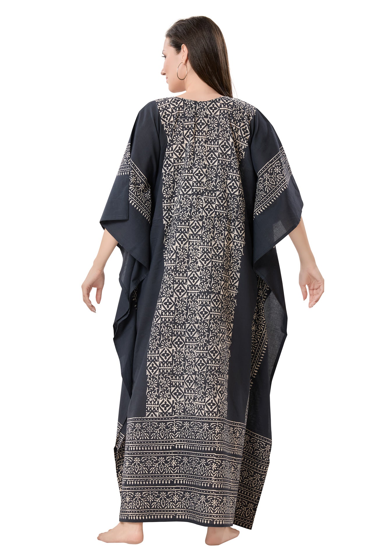 Women's Hand Block Print Cambric Cotton Kaftan