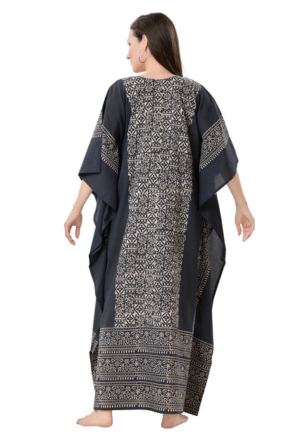 Women's Hand Block Print Cambric Cotton Kaftan