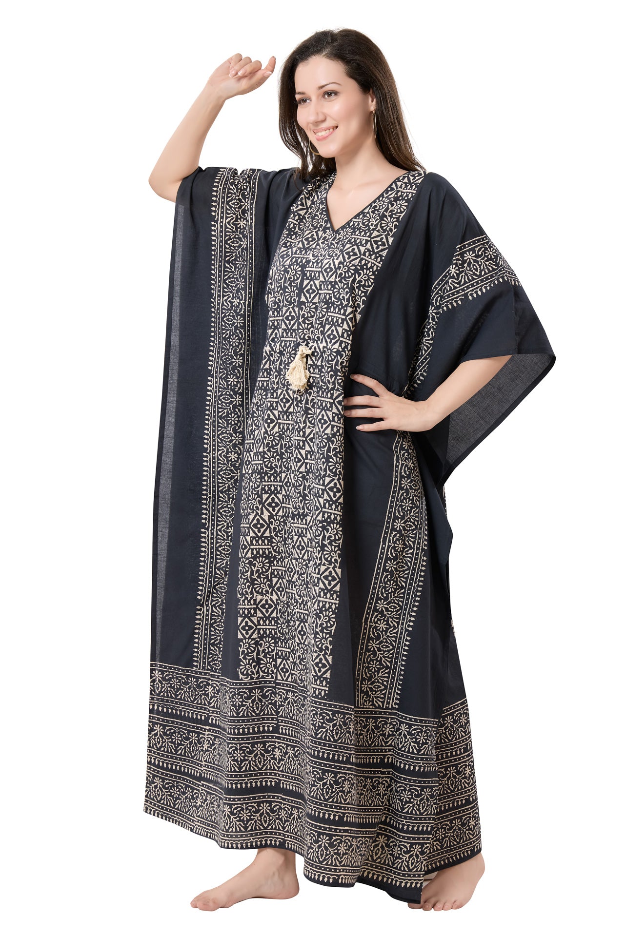 Women's Hand Block Print Cambric Cotton Kaftan