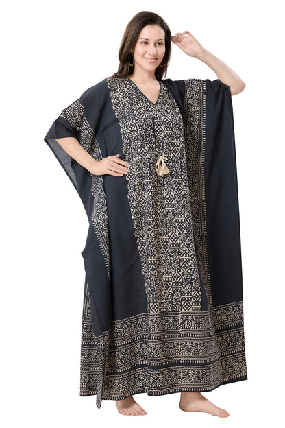 Women's Hand Block Print Cambric Cotton Kaftan