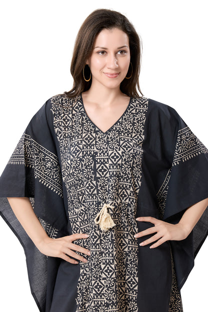 Women's Hand Block Print Cambric Cotton Kaftan