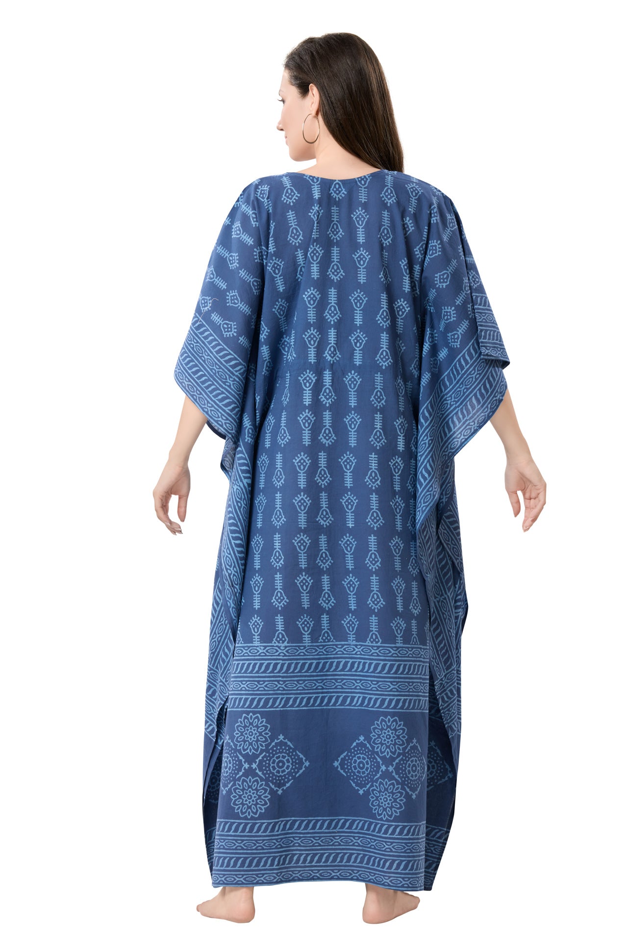Women's Hand Block Print Cambric Cotton Kaftan