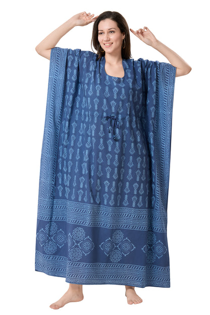 Women's Hand Block Print Cambric Cotton Kaftan