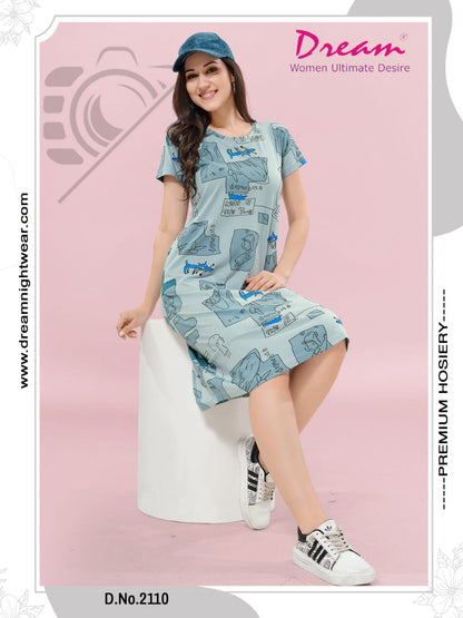 Women's Premium Hosiery Knee-length Short Nighty