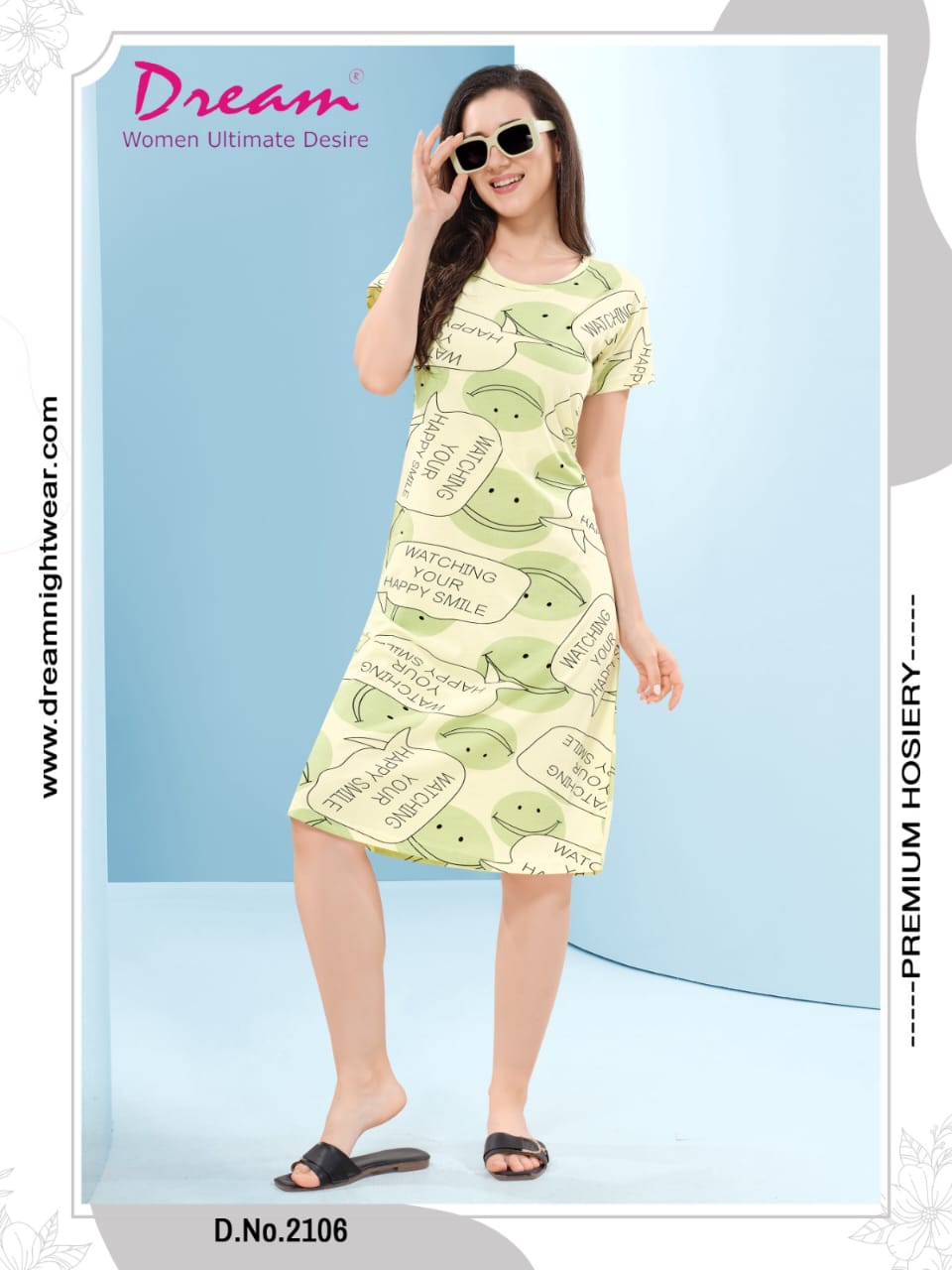 Women's Premium Hosiery Knee-length Short Nighty
