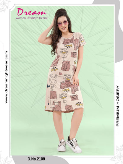 Women's Premium Hosiery Knee-length Short Nighty