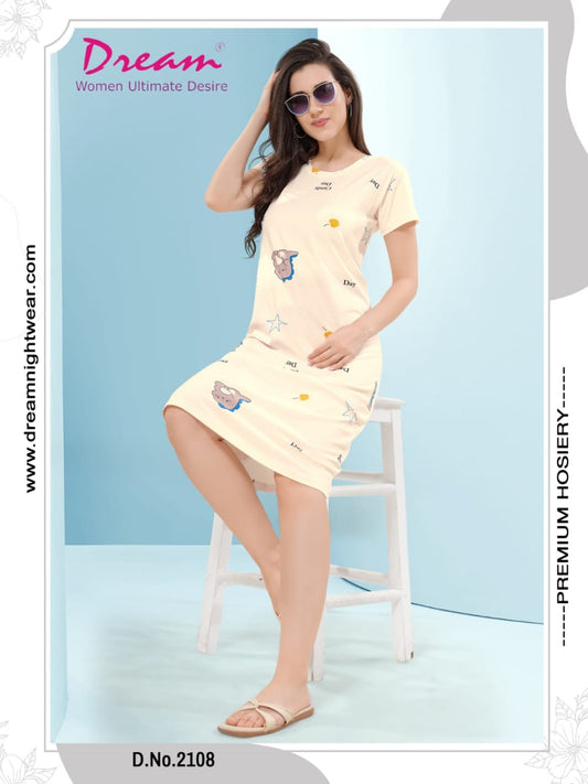Women's Premium Hosiery Knee-length Short Nighty